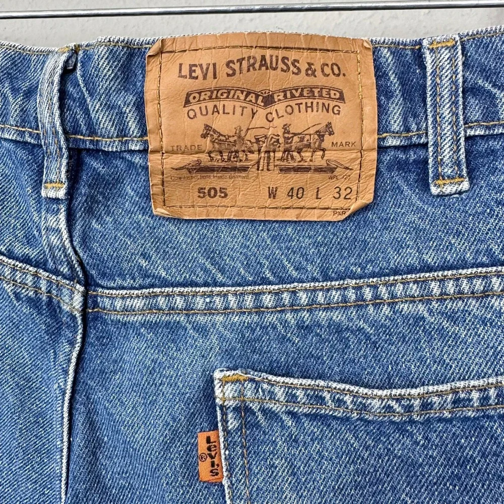 Vintage‎ 90s Levi's 505 Jeans Mens 40x32 Orange Tab Straight Leg Mexico *Flaws*